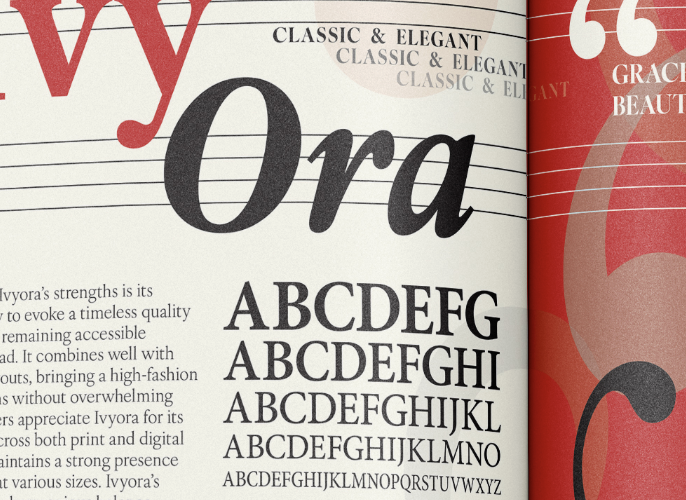 Preview image for the IvyOra Typeface magazine spread project